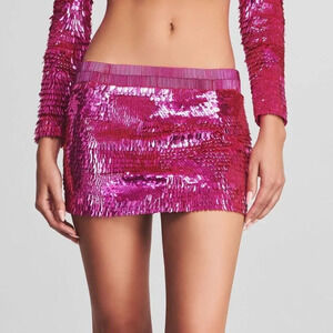 NWT Retrofete  ANSLEY LOW RISE FEATHER SEQUIN SKIRT - size large